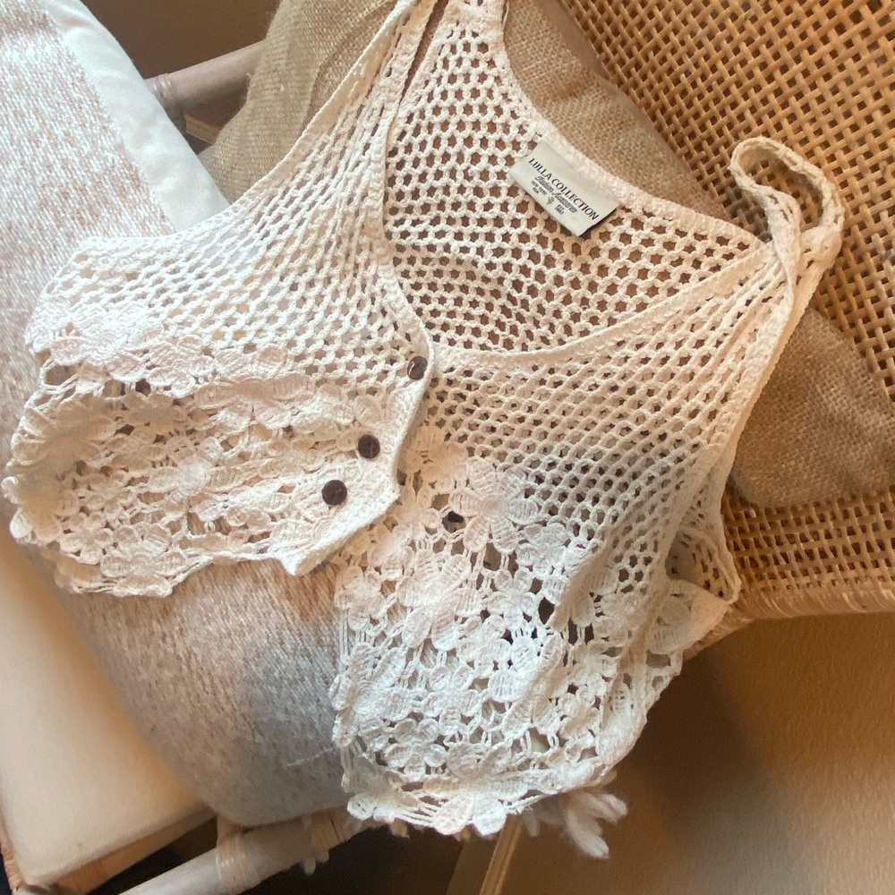 VINTAGE doily crochet vest BOHO